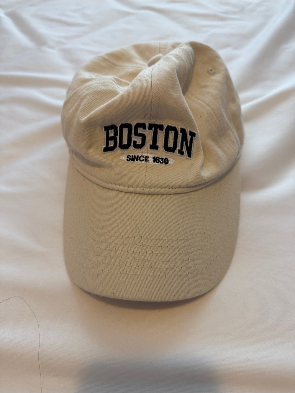 Boston Embroidered Baseball Cap - Beige
